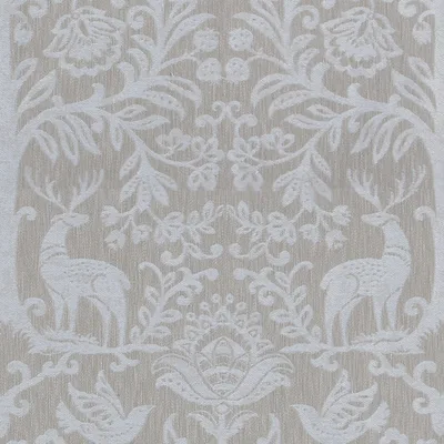 Oh Deer in Vintage Linen, a patterned woven fabric in polyester and cotton. Ideal for drapery, pillows, bedding and light upholstery. Shop samples online